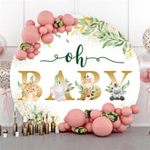 Oh Baby Grün Blätter Gold Funkeln Baby Dusche Hintergrund